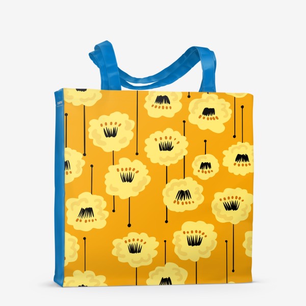 Сумка-шоппер «Узор желтые цветы на оранжевом фоне летнее настроение»