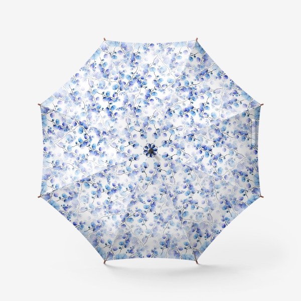 Зонт «Нежные голубые веточки. Акварельный паттерн»