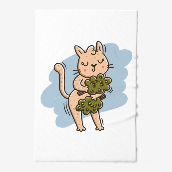 Полотенце «Милая кошка идёт в баню. Подарок для любителя бани и сауны»