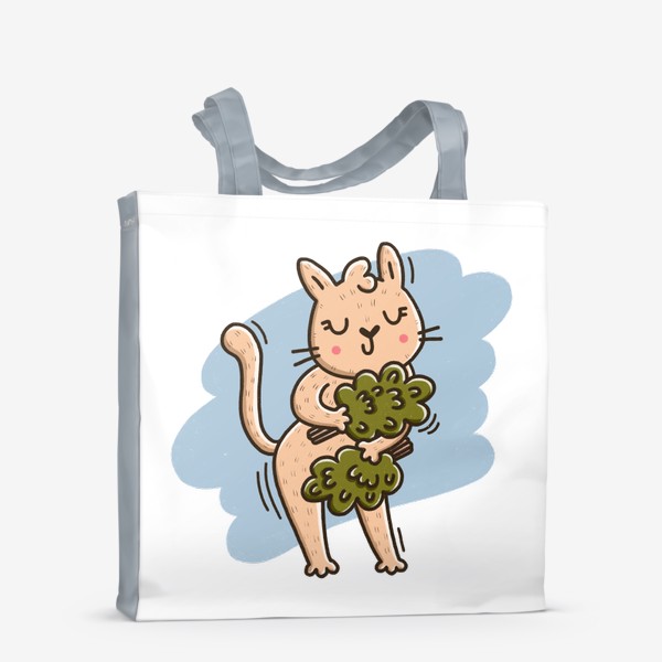 Сумка-шоппер «Милая кошка идёт в баню. Подарок для любителя бани и сауны»
