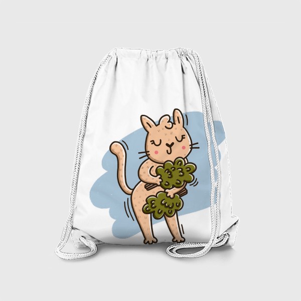 Рюкзак «Милая кошка идёт в баню. Подарок для любителя бани и сауны»
