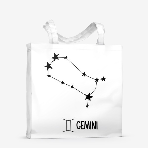 Сумка-шоппер «знак созвездия с знаком и словом Близнецы, the sign of the constellation with the sign and the word Gemini»