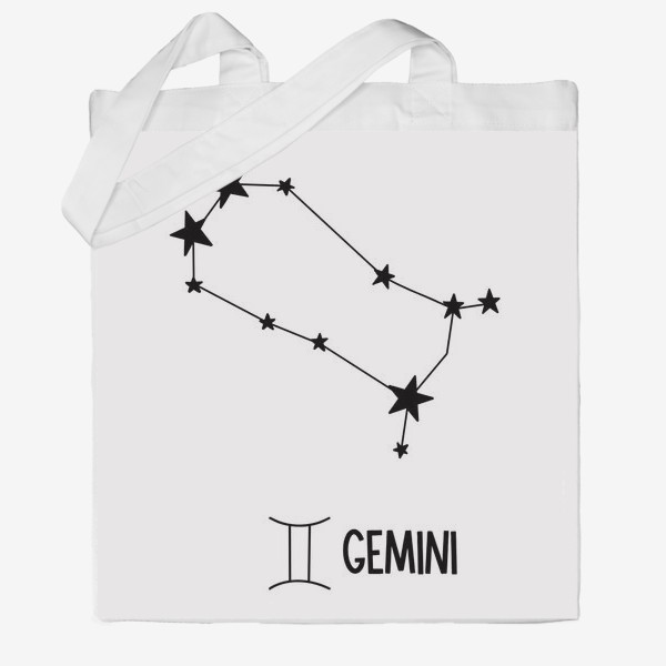 Сумка хб «знак созвездия с знаком и словом Близнецы, the sign of the constellation with the sign and the word Gemini»