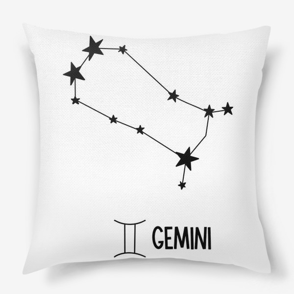 Подушка «знак созвездия с знаком и словом Близнецы, the sign of the constellation with the sign and the word Gemini»