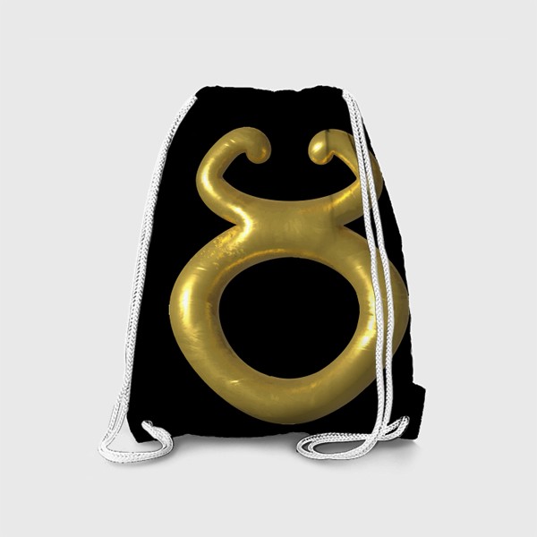 Рюкзак «Телец, золотой символ на черном, 3д. Гороскоп»