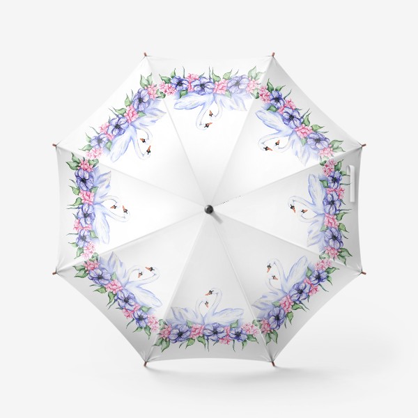 Зонт «Лебеди и цветы»