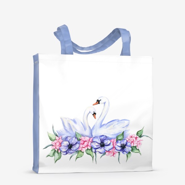Сумка-шоппер «Лебеди и цветы»