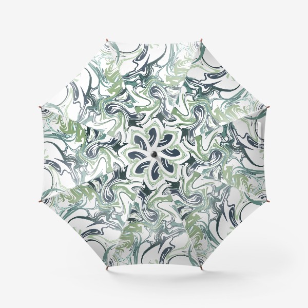 Зонт &laquo;Зеленый мрамор. Абстрактный узор в зеленых оттенках на белом фоне&raquo;