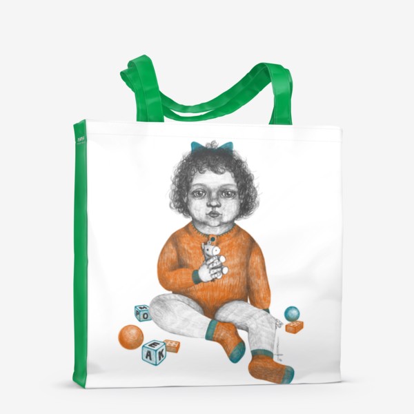 Сумка-шоппер «Девочка карапуз ребёнок с игрушками»