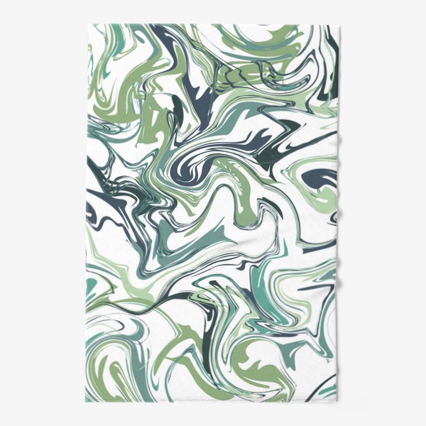 Полотенце &laquo;Зеленый мрамор. Абстрактный узор в зеленых оттенках на белом фоне&raquo;