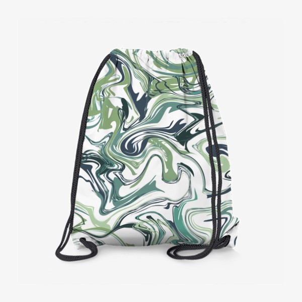 Рюкзак «Зеленый мрамор. Абстрактный узор в зеленых оттенках на белом фоне»
