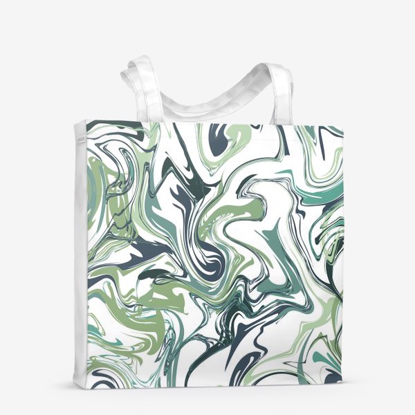 Сумка-шоппер &laquo;Зеленый мрамор. Абстрактный узор в зеленых оттенках на белом фоне&raquo;