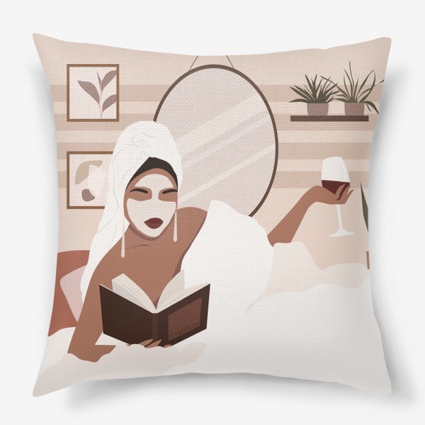 Подушка «Девушка с книгой и вином»