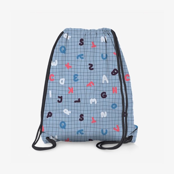 Рюкзак «Буквы и клетка, голубой»