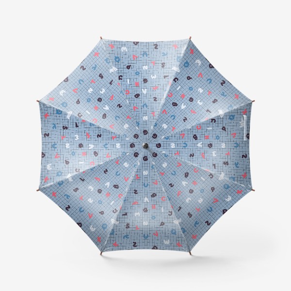 Зонт «Буквы и клетка, голубой»