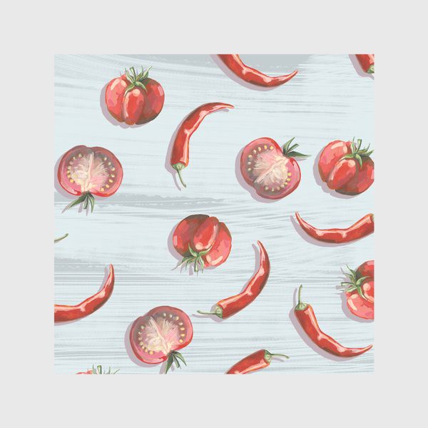 Скатерть «Красные томаты на голубом»