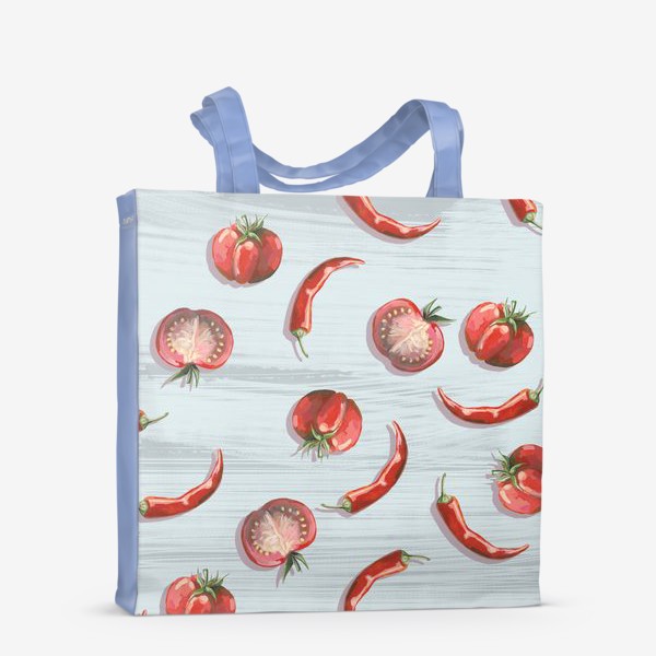 Сумка-шоппер «Красные томаты на голубом»