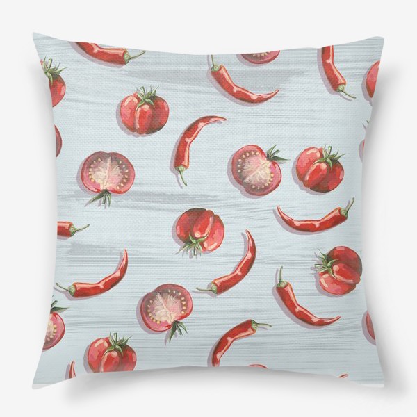 Подушка «Красные томаты на голубом»