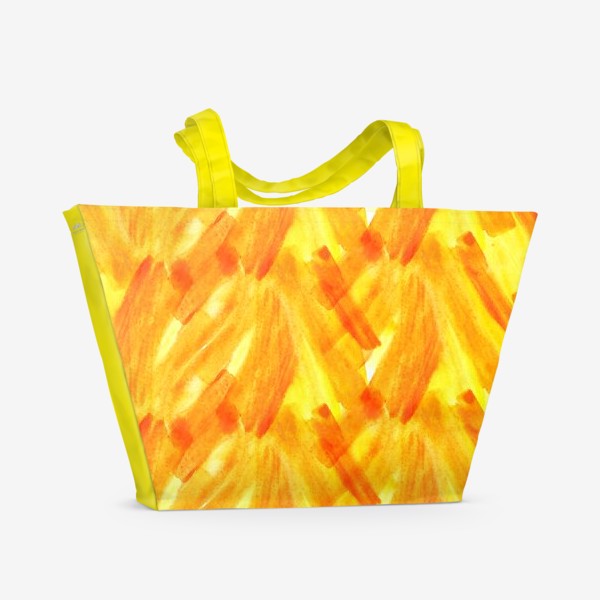 Пляжная сумка «Акварельный ярко-оранжевый паттерн. Динамичные штрихи»