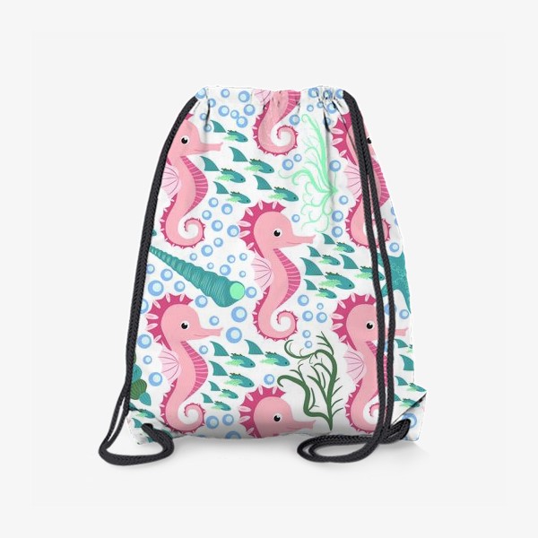 Рюкзак «Морской конек розовый паттерн»