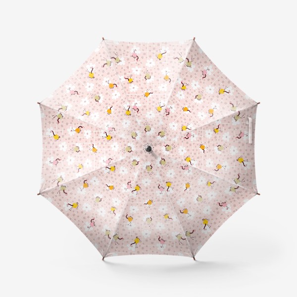 Зонт &laquo;Журавли и цветы, розовый&raquo;