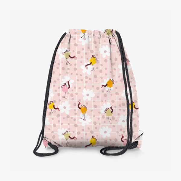 Рюкзак «Журавли и цветы, розовый»