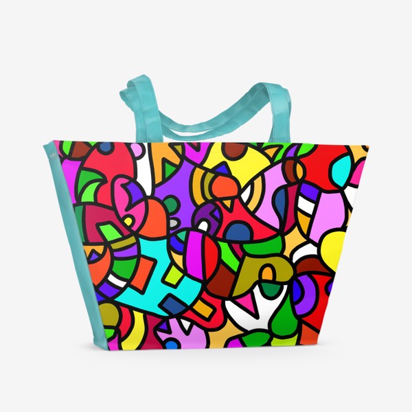 Пляжная сумка «Узор абстракция чёрные линии разноцветный»