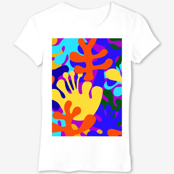 Футболка &laquo;Узор морской кораллы разноцветные фиолетовый фон&raquo;