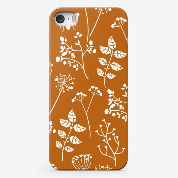 Чехол iPhone «элегантный узор с силуэтами растений и пчел на желтом фоне»