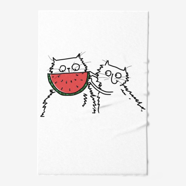 Полотенце «Коты с арбузом. Улыбка. Летнее настроение»