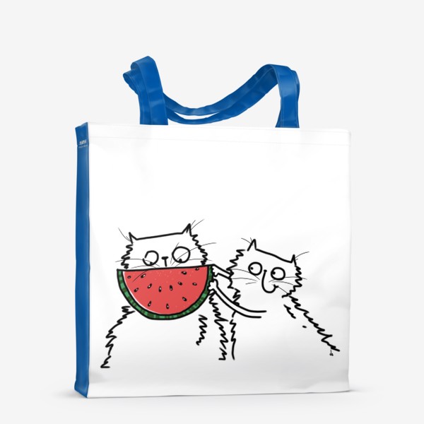 Сумка-шоппер «Коты с арбузом. Улыбка. Летнее настроение»