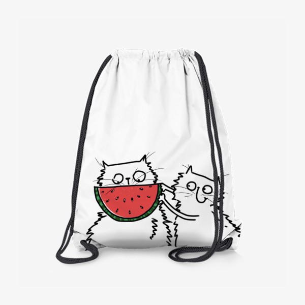 Рюкзак «Коты с арбузом. Улыбка. Летнее настроение»