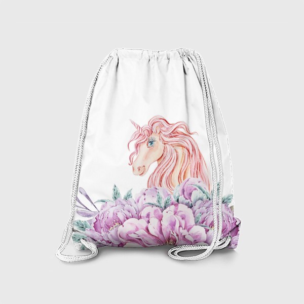 Рюкзак «Цветочная композиция с единорогом. Принт для детской футболки. Подарок девушке»