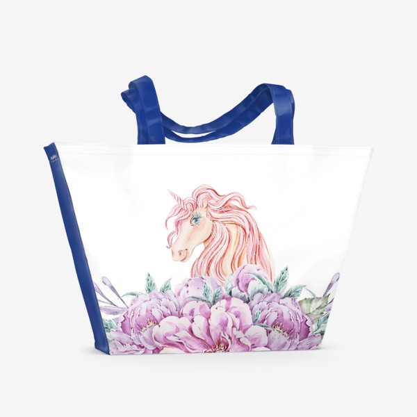 Пляжная сумка &laquo;Цветочная композиция с единорогом. Принт для детской футболки. Подарок девушке&raquo;