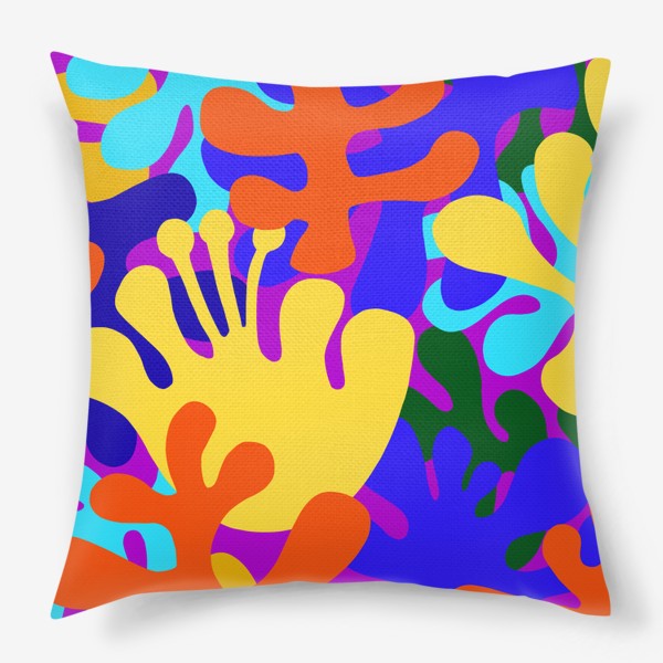 Подушка «Узор морской кораллы разноцветные фиолетовый фон»