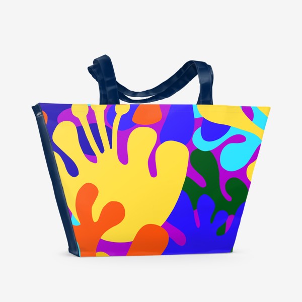 Пляжная сумка «Узор морской кораллы разноцветные фиолетовый фон»