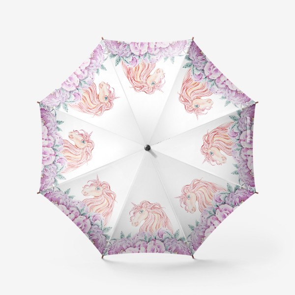 Зонт &laquo;Цветочная композиция с единорогом. Принт для детской футболки. Подарок девушке&raquo;