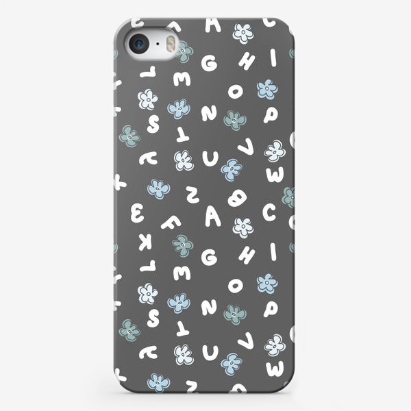 Чехол iPhone «Буквы и цветы, серый»