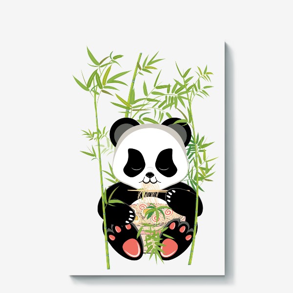 Холст «Панда ест рамен»