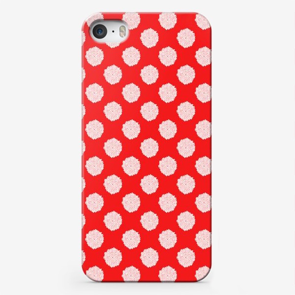 Чехол iPhone «Принт с белыми узорами на красном фоне»