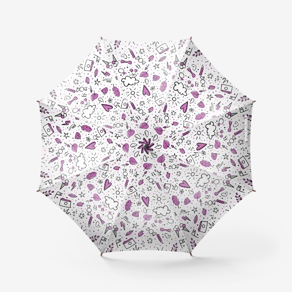 Зонт «Милые розовые дудлы, коллекция дудлов»
