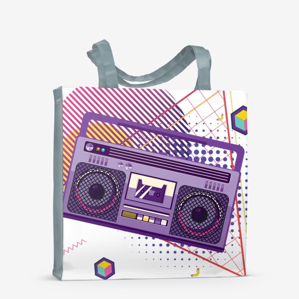 Сумка-шоппер «Фиолетовый бумбокс и геометрические элементы»