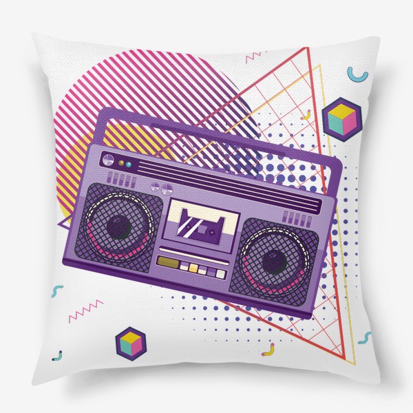 Подушка «Фиолетовый бумбокс и геометрические элементы»