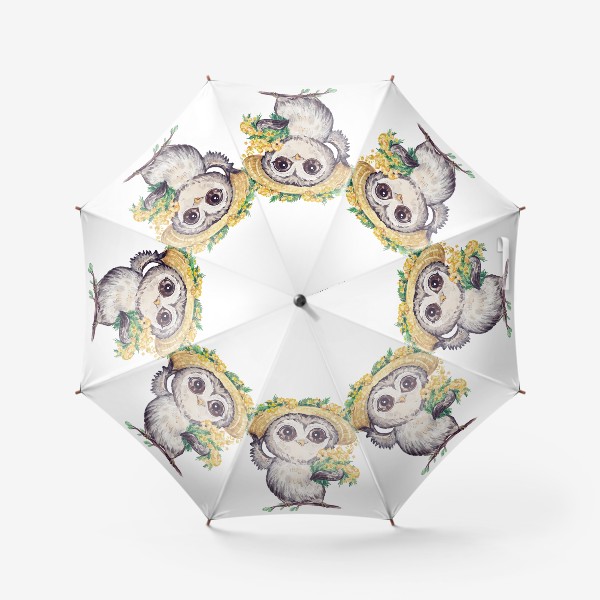 Зонт «Совенок с мимозой»
