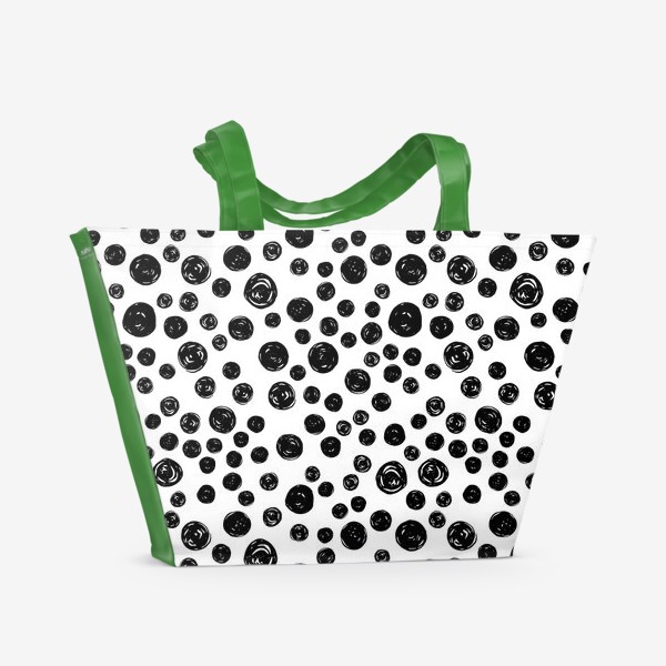 Пляжная сумка «Принт с черными абстрактными кругами»