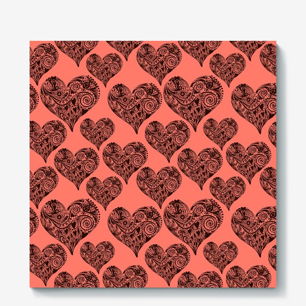 Холст &laquo;Pink Pattern With Graphic Decorative Hearts&raquo;
