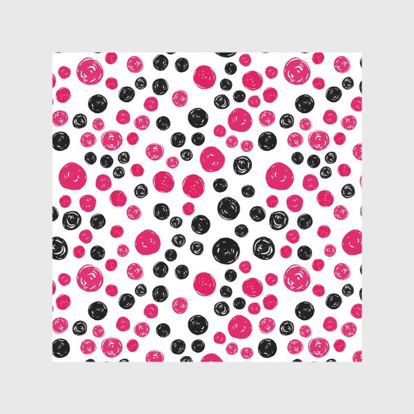 Скатерть «Принт с розовыми и черными кругами на белом фоне»
