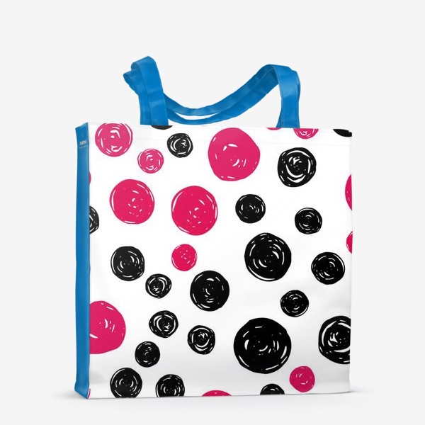 Сумка-шоппер «Принт с розовыми и черными кругами на белом фоне»