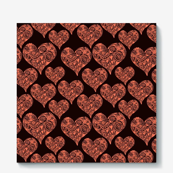 Холст «Pattern With Pink Graphic Decorative Hearts»