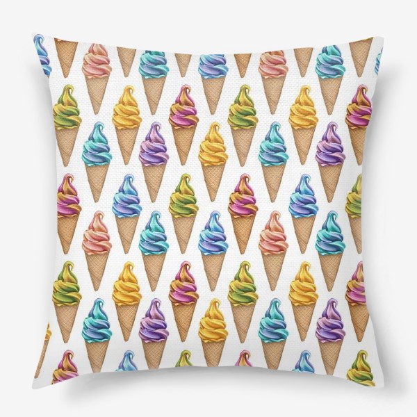 Подушка «Паттерн с разноцветным мороженым»